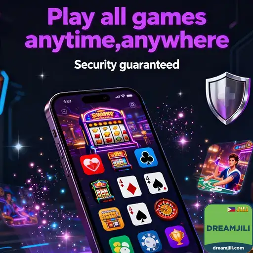 DREAMJILI mobile casino interface displayed on iOS device with live dealer games